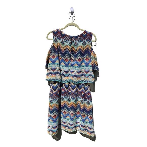 Rabbit Rabbit Rabbit Size 10 Cold Shoulder Aztec/Southwestern Print Dress - Picture 1 of 4